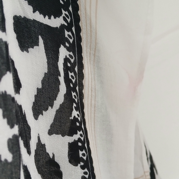 Nordstrom Duster Kimono Longline Tassels Open Front Black & White Boho - Picture 10 of 14